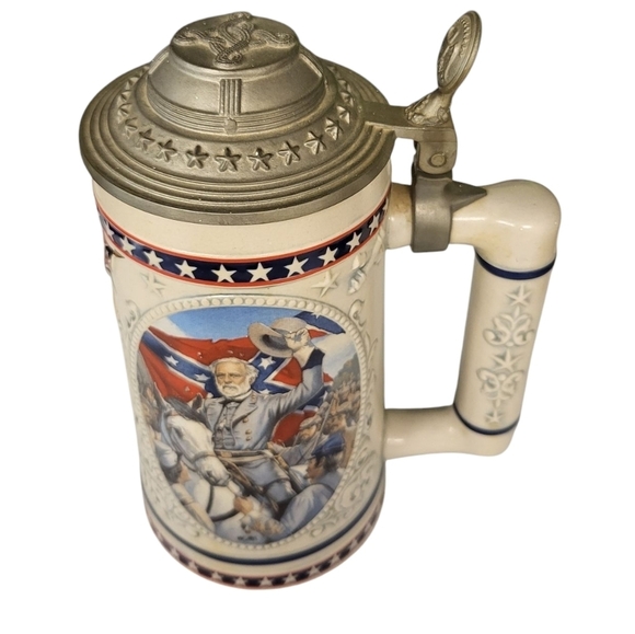 Patriotic Ceramic Beer Stein with Pewter Lid Robert E. Lee Limited Edition D0698 - Picture 14 of 15